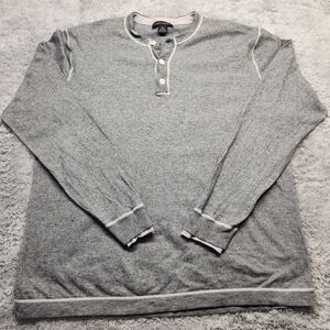 Banana Republic Sweater Mens XL gray Henley Button Pullover Stretch